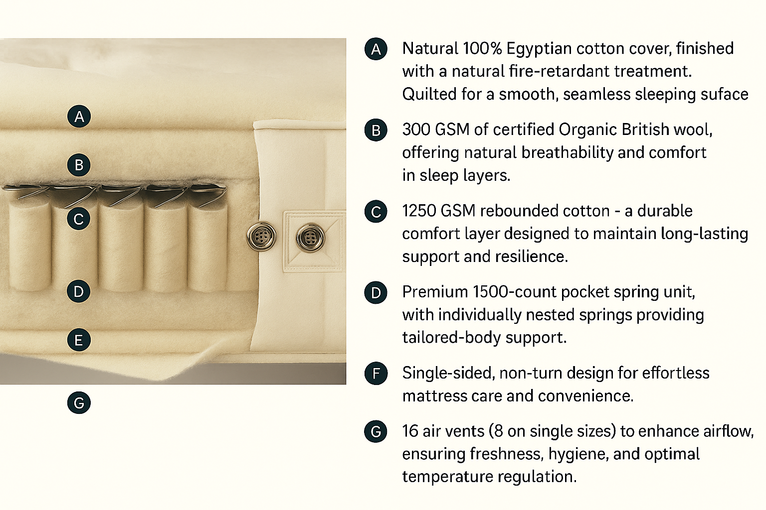 Organic Wool 1500 Pocket Spring Mattress